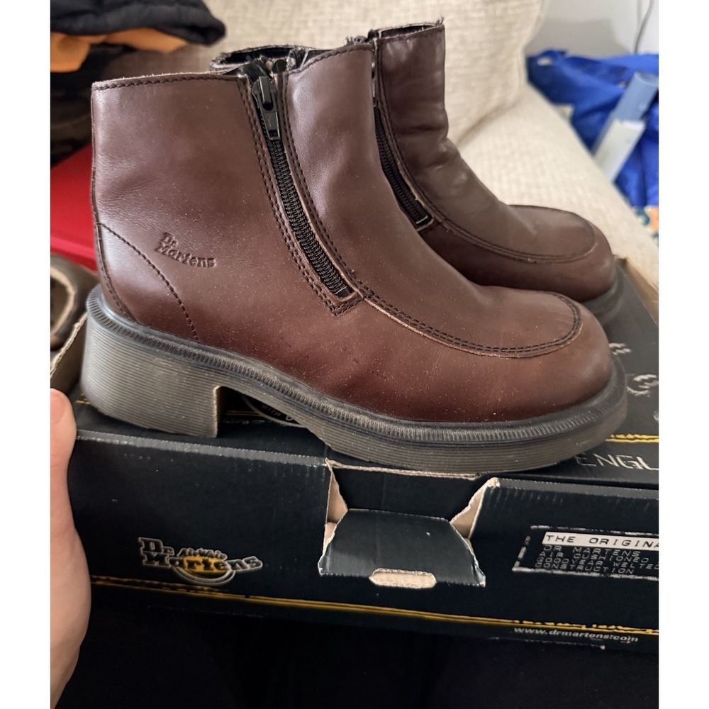 Vintage Doc Martens Brown Double Zip Boot Jaz Sole Made In England Women's Sz 7